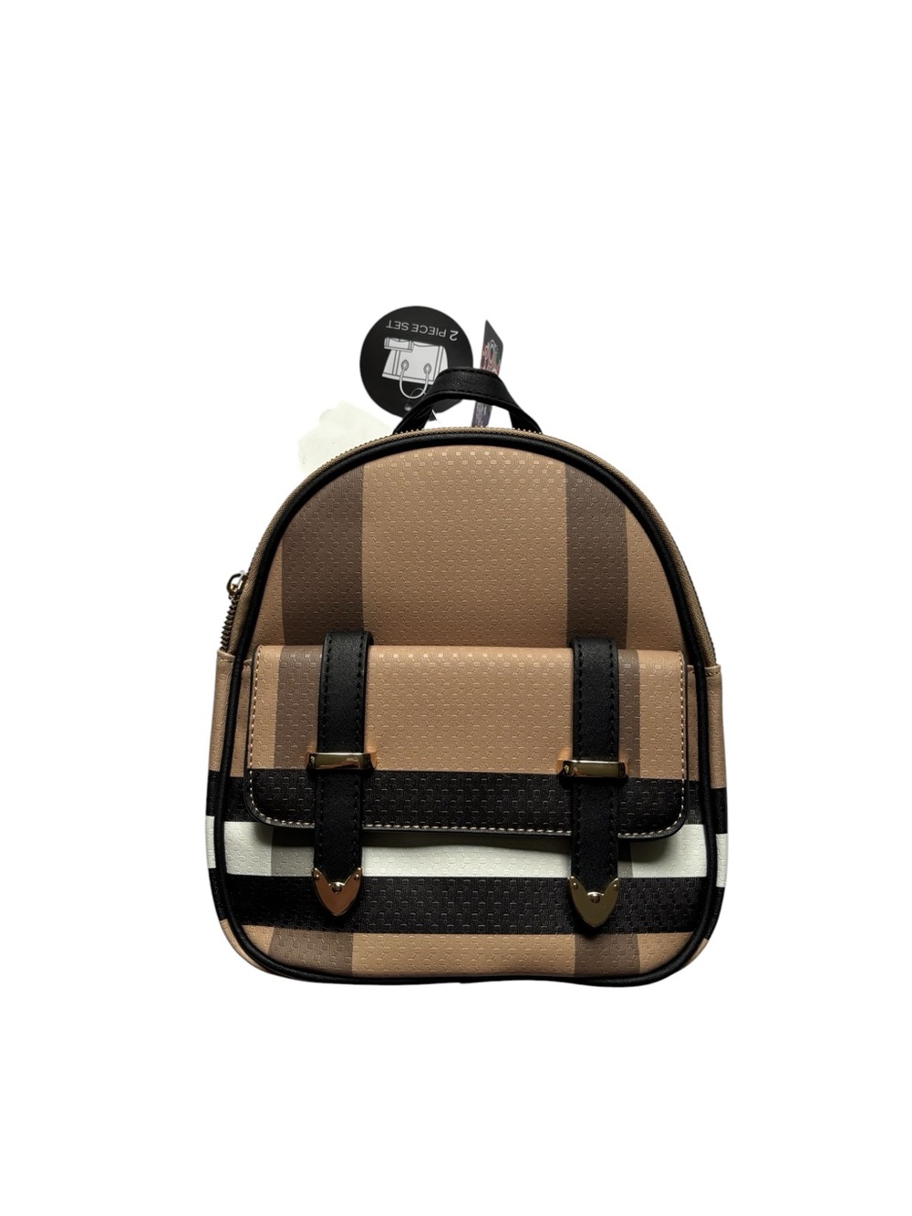 Women’s Mini Backpack in Brown Stripe